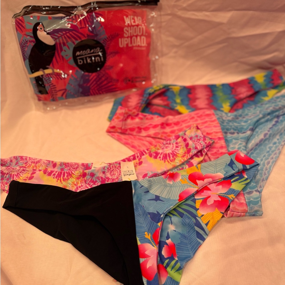 Moana Bikini Set - Black, Pink, Blue Floral